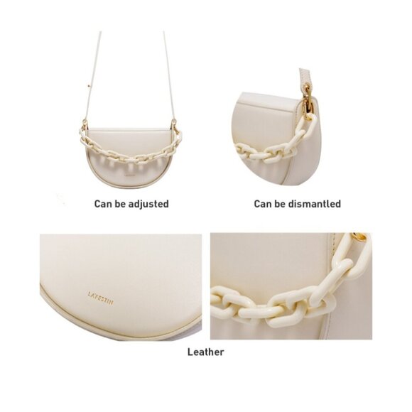 Semi-circle Saddle Leather Crossbody Purse - Picture 3 of 6